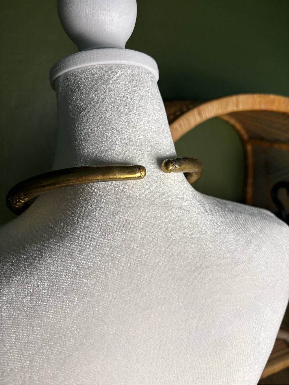 Antique Brass Torque Collar Necklace - Gold - Picture 3 of 3